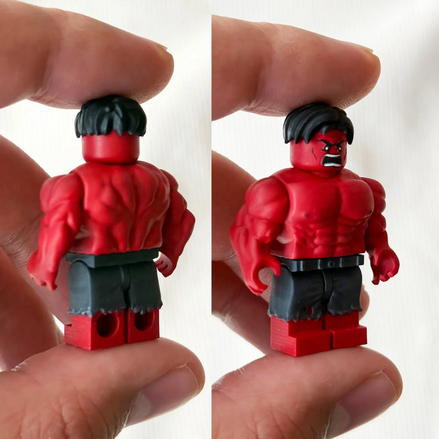 Red Hulk custom lego compatible minifigure | Painted