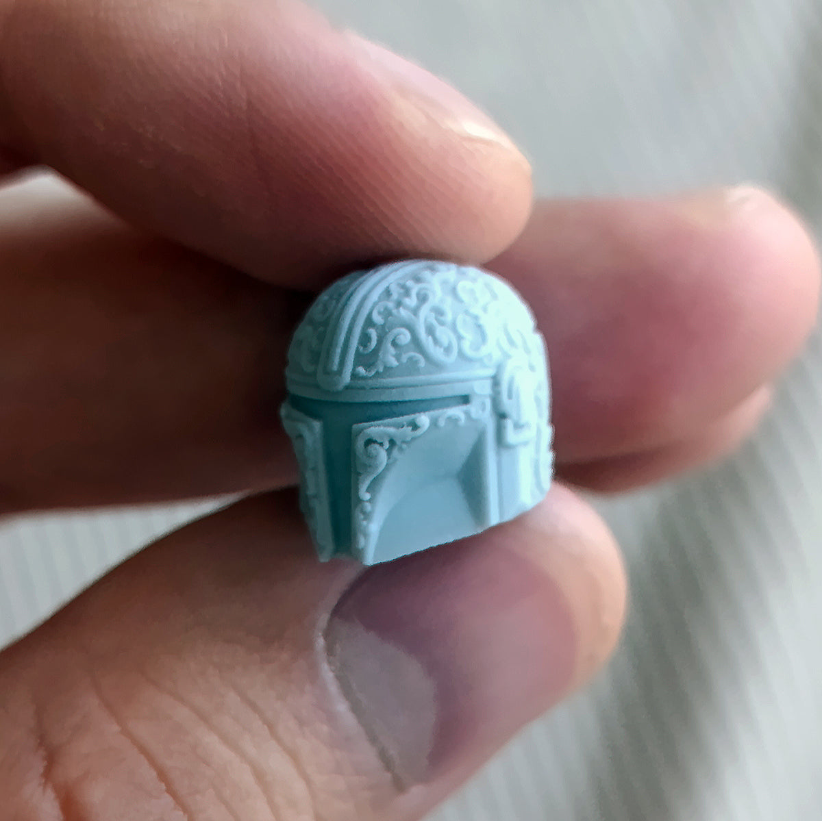 Ornamental Mandalorian helmet
