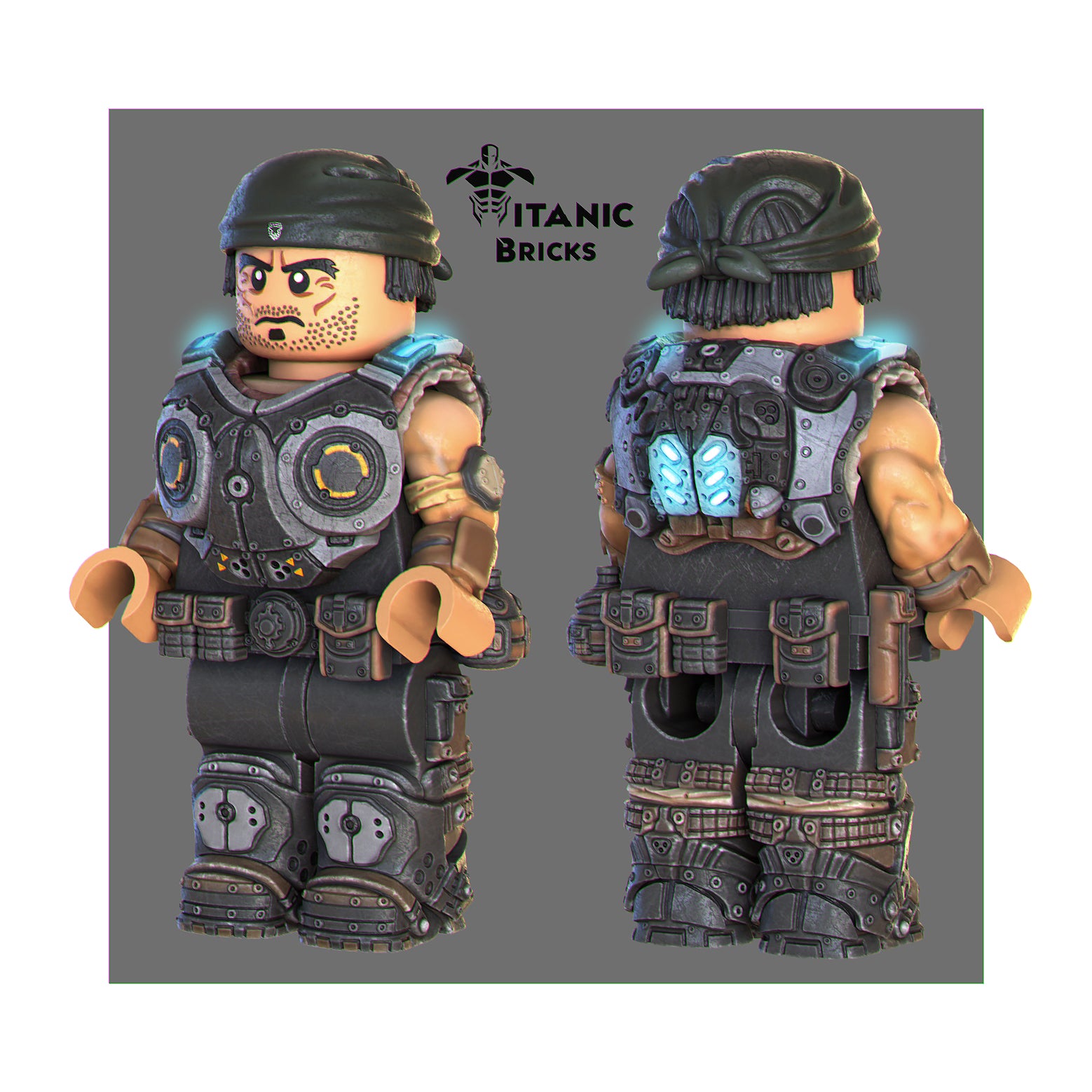 Marcus Fenix custom lego compatible minifigure Gears of War