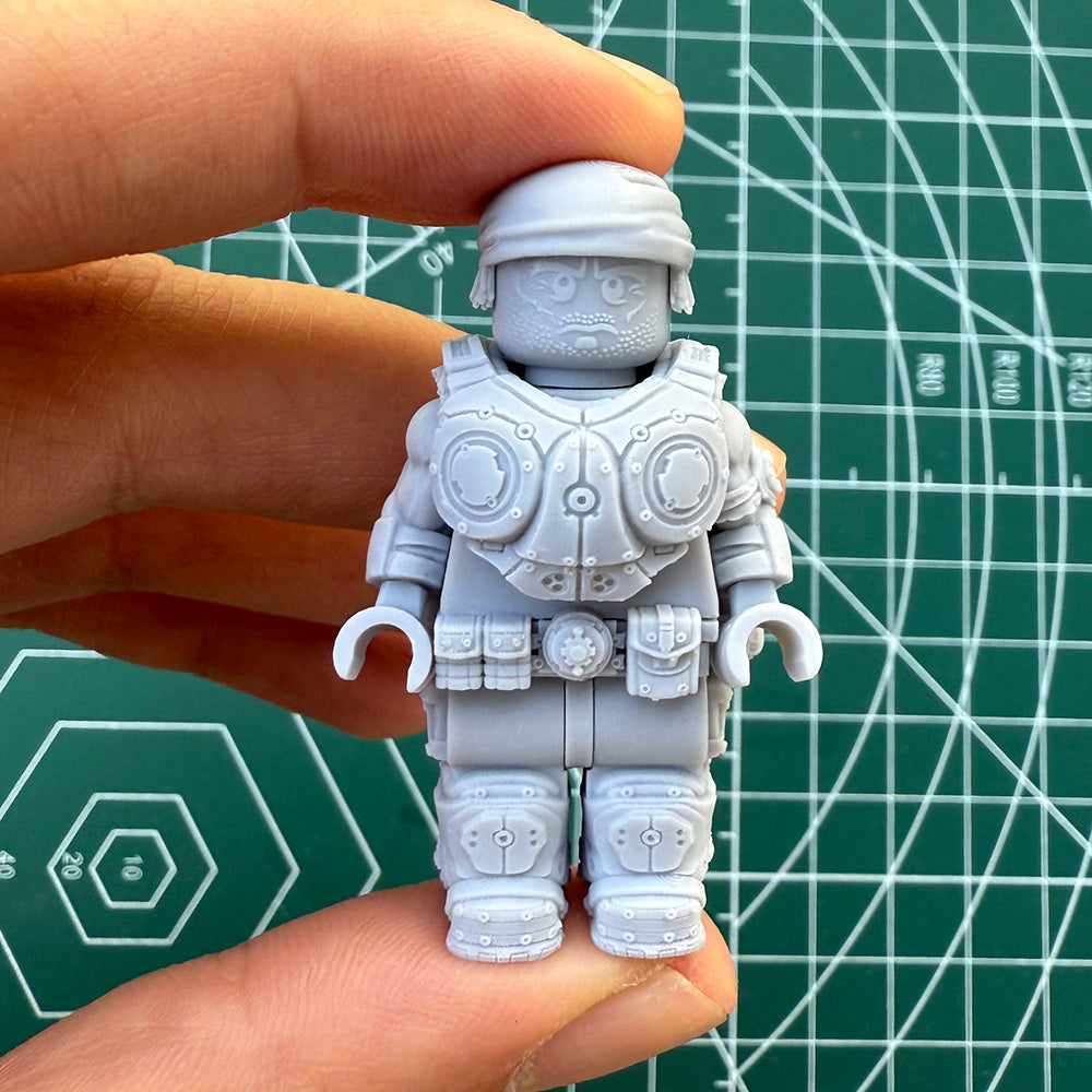Marcus Fenix lego Minifigure Gears of War Front View