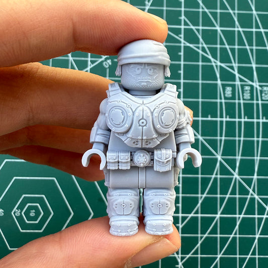 Marcus Fenix lego Minifigure Gears of War Front View