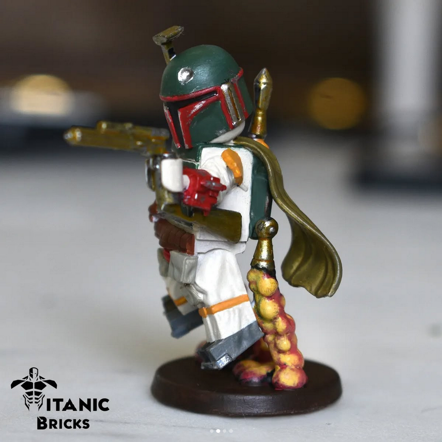 boba fett lego minifigure statue 3 quarter view