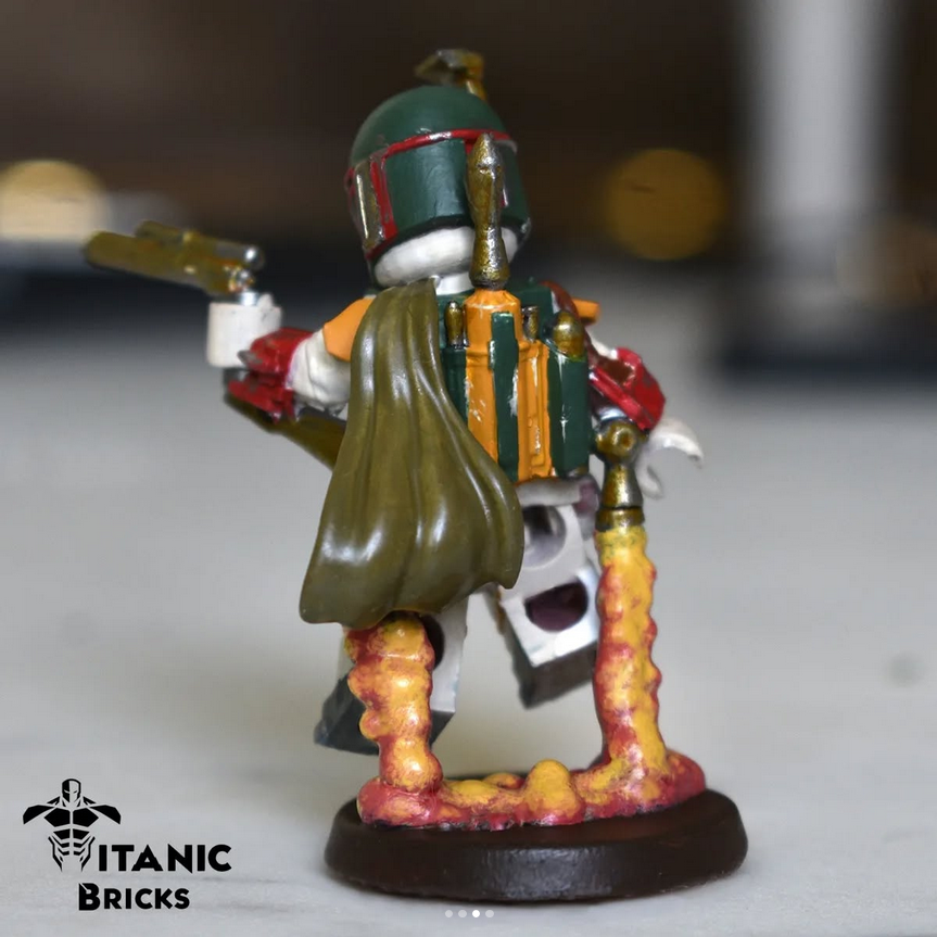 boba fett lego minifigure statue back view
