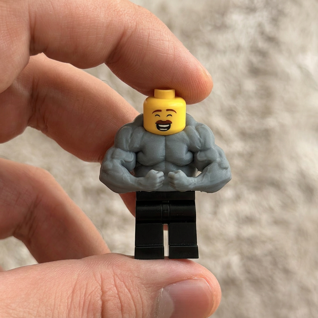 custom lego minifigure muscular torso and arms body builder 